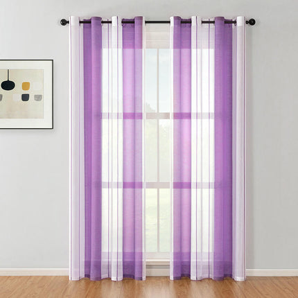 2 Panels Sheer Curtains Window Curtain Panels Modern Stripes Drapes Grommet Tops