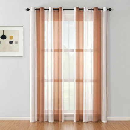 2 Panels Sheer Curtains Window Curtain Panels Modern Stripes Drapes Grommet Tops