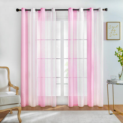 2 Panels Sheer Curtains Window Curtain Panels Modern Stripes Drapes Grommet Tops