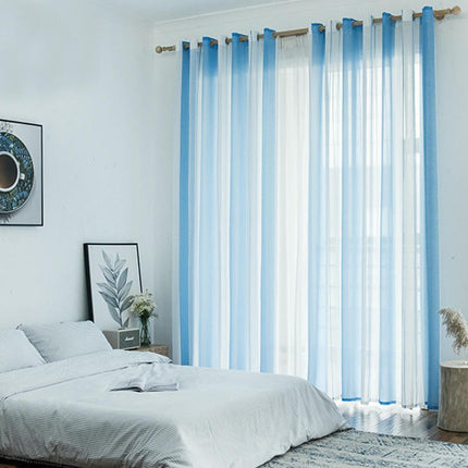 2 Panels Sheer Curtains Window Curtain Panels Modern Stripes Drapes Grommet Tops
