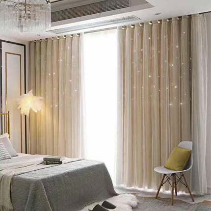 2 Panels Blackout Curtains Room Double Layer Window Curtain Grommet Tops