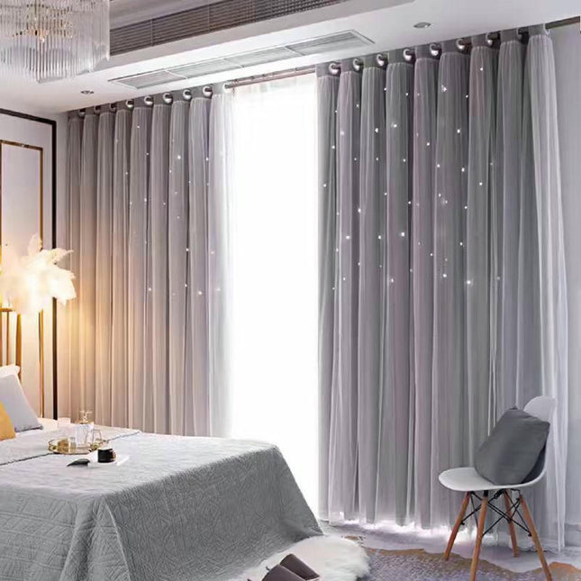 2 Panels Blackout Curtains Room Double Layer Window Curtain Grommet Tops