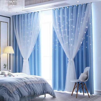 2 Panels Blackout Curtains Room Double Layer Window Curtain Grommet Tops