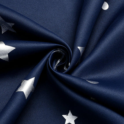 2 Panels Window Curtains with Star Moon Pattern Curtains Grommet Tops