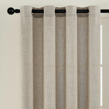 2 Panels Linen Curtains Light Filtering Window Semi Sheer Drapes Grommet Tops