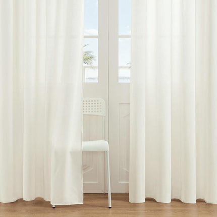 2 Panels Linen Curtains Light Filtering Window Semi Sheer Drapes Grommet Tops