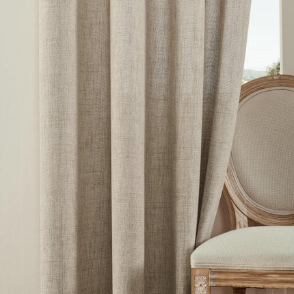 2 Panels Linen Curtains Light Filtering Window Semi Sheer Drapes Grommet Tops