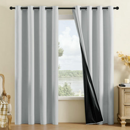 Blackout Thermal Insulated Curtains for Bedroom with Liner 2 Panels Grommet Tops
