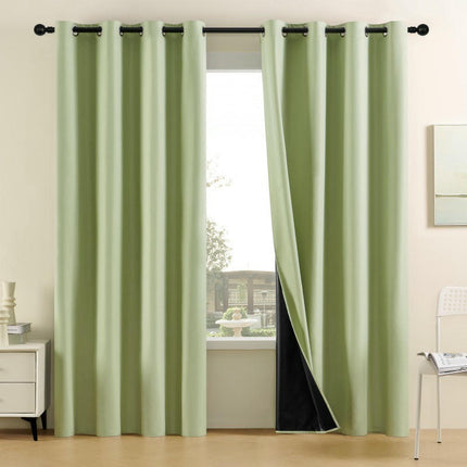 Blackout Thermal Insulated Curtains for Bedroom with Liner 2 Panels Grommet Tops