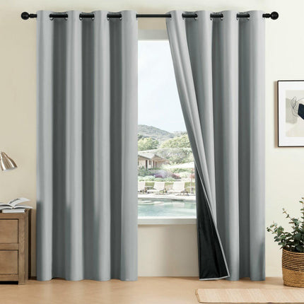 Blackout Thermal Insulated Curtains for Bedroom with Liner 2 Panels Grommet Tops