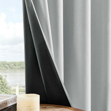 Blackout Thermal Insulated Curtains for Bedroom with Liner 2 Panels Grommet Tops