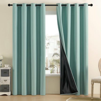 Blackout Thermal Insulated Curtains for Bedroom with Liner 2 Panels Grommet Tops
