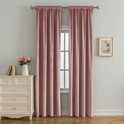 Velvet Curtains 2 Panels Set Window Blackout Curtain for Living Room Rod Pocket