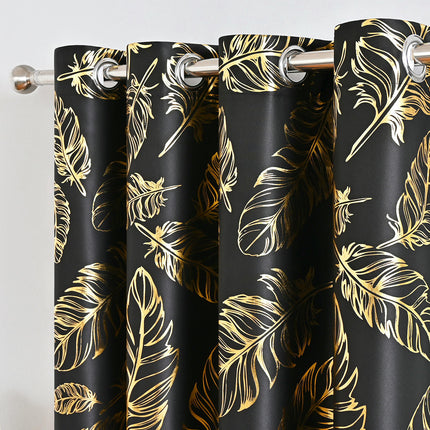 Feathers Blackout Curtains for Living Room Decor Drapes 2 Panels Grommet Tops