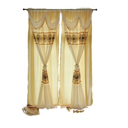 2 Panels European Embroidered Curtains for Living Room Bedroom Rod Pocket