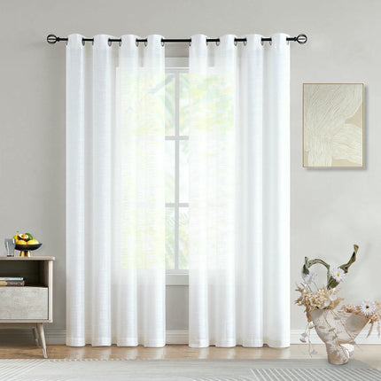 Curtains 2 Panels Linen Textured Curtains for Bedroom Living Room Grommet Tops