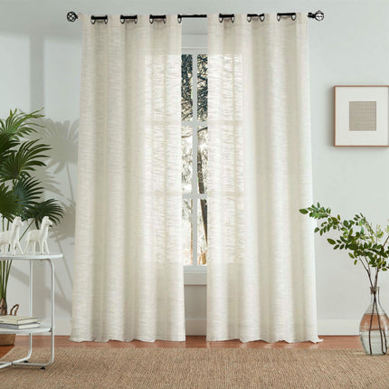 Curtains 2 Panels Linen Textured Curtains for Bedroom Living Room Grommet Tops