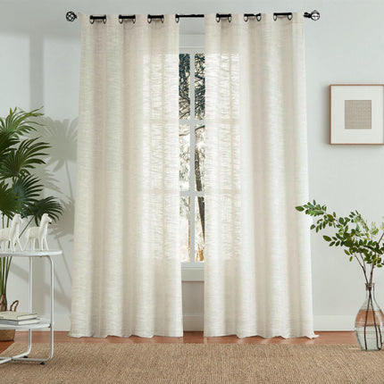 Curtains 2 Panels Linen Textured Curtains for Bedroom Living Room Grommet Tops