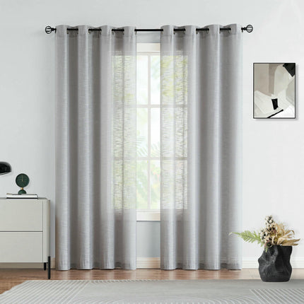 Curtains 2 Panels Linen Textured Curtains for Bedroom Living Room Grommet Tops