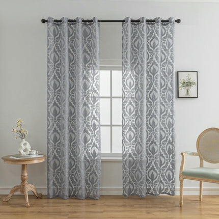 Curtains 2 Panels Set Vintage Sheer Window Drapes for Living Room Grommet Tops