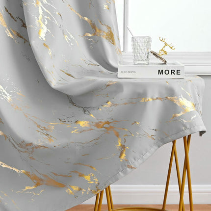 2 Panels Curtains,Marble Blackout Drapes for Bedroom Living Room Grommet Tops