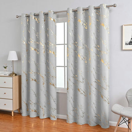 2 Panels Curtains,Marble Blackout Drapes for Bedroom Living Room Grommet Tops