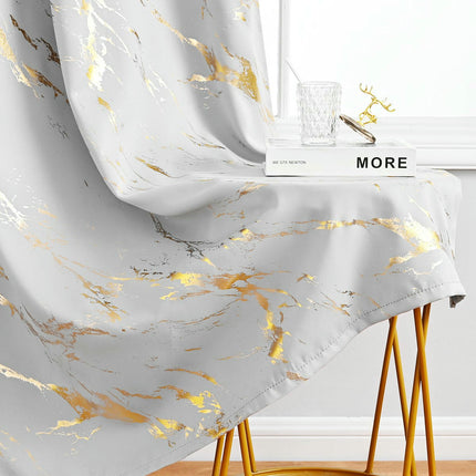 2 Panels Curtains,Marble Blackout Drapes for Bedroom Living Room Grommet Tops
