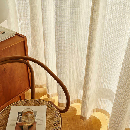 2 Panels Linen Semi Sheer Curtains Drapes for Living Room Hooks Top
