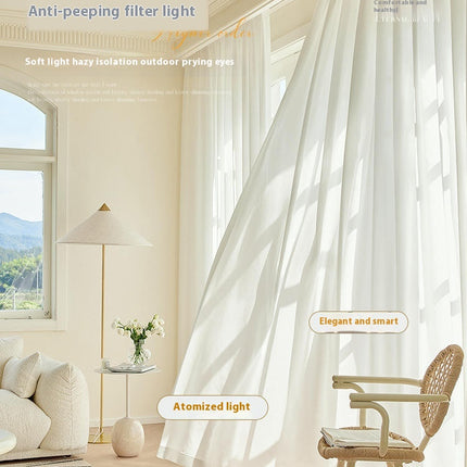 White Sheer Curtains 2 Panels Light Filtering Drapes for Living Room Hooks Top