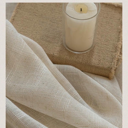 2 Panels linen Sheer Curtains Voile Window Drapes for Living Room Hooks Top