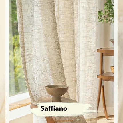 2 Panels linen Sheer Curtains Voile Window Drapes for Living Room Hooks Top