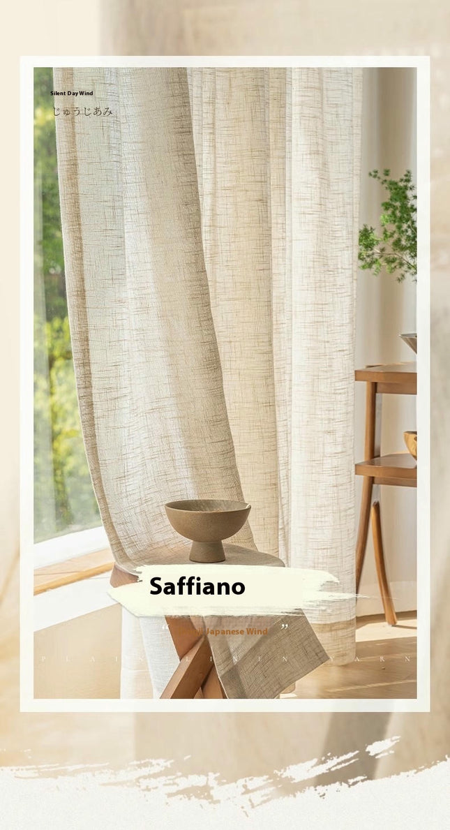 2 Panels linen Sheer Curtains Voile Window Drapes for Living Room Hooks Top