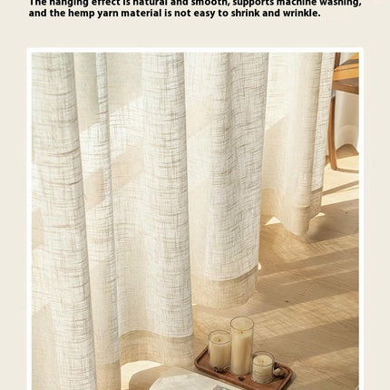 2 Panels linen Sheer Curtains Voile Window Drapes for Living Room Hooks Top
