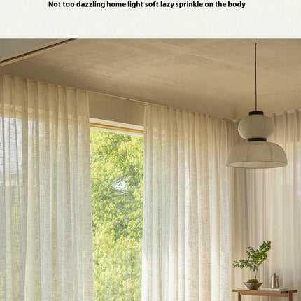 2 Panels linen Sheer Curtains Voile Window Drapes for Living Room Hooks Top