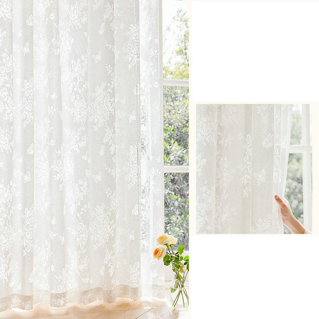 Sheer Curtains Embroidered Drapes for Living Room 2 Panels Treatments Hooks Top