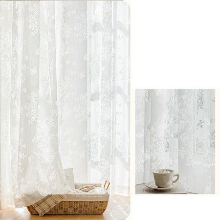 Sheer Curtains Embroidered Drapes for Living Room 2 Panels Treatments Hooks Top