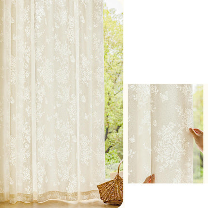 Sheer Curtains Embroidered Drapes for Living Room 2 Panels Treatments Hooks Top