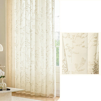 Sheer Curtains Embroidered Drapes for Living Room 2 Panels Treatments Hooks Top