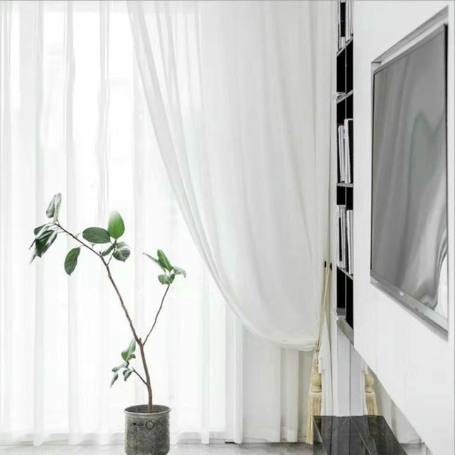 White Privacy Sheer Curtains 2 Panels Drapes for Bedroom Room Decor Grommet Tops