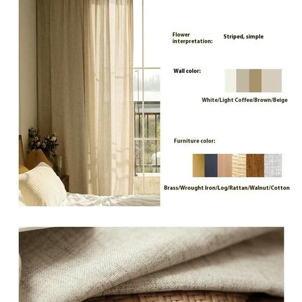 Cotton Linen Sheer Curtains 2 Panels for Living Room,Window Drapes Grommet Tops
