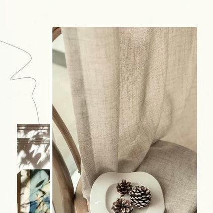 Cotton Linen Sheer Curtains 2 Panels for Living Room,Window Drapes Grommet Tops