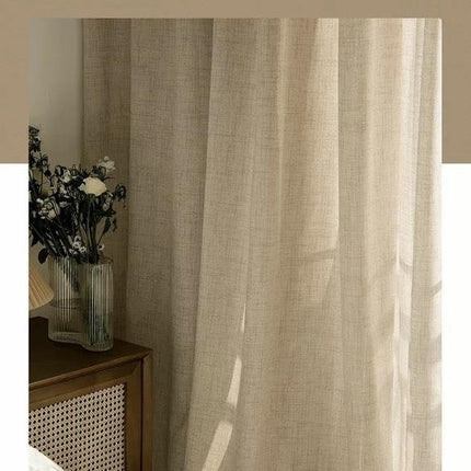 Cotton Linen Sheer Curtains 2 Panels for Living Room,Window Drapes Grommet Tops