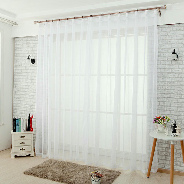 White Curtains 2 Panels Sheer Curtains for Living Room Bedroom Hooks Top