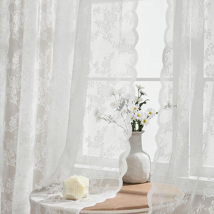 White Curtains 2 Panels Sheer Lace Curtains for Bedroom Curtains Rod Pocket
