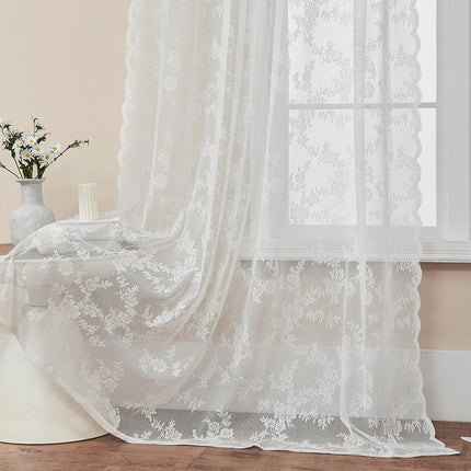 White Curtains 2 Panels Sheer Lace Curtains for Bedroom Curtains Rod Pocket