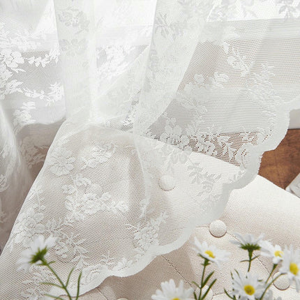 White Curtains 2 Panels Sheer Lace Curtains for Bedroom Curtains Rod Pocket