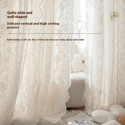 2 Panels Sheer Curtains Floral Lace Drapes for Living Room Bedroom Grommet Tops