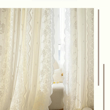 2 Panels Sheer Curtains Floral Lace Drapes for Living Room Bedroom Grommet Tops