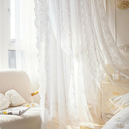 2 Panels Sheer Curtains Floral Lace Drapes for Living Room Bedroom Grommet Tops
