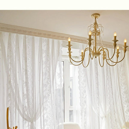 2 Panels Sheer Curtains Floral Lace Drapes for Living Room Bedroom Grommet Tops